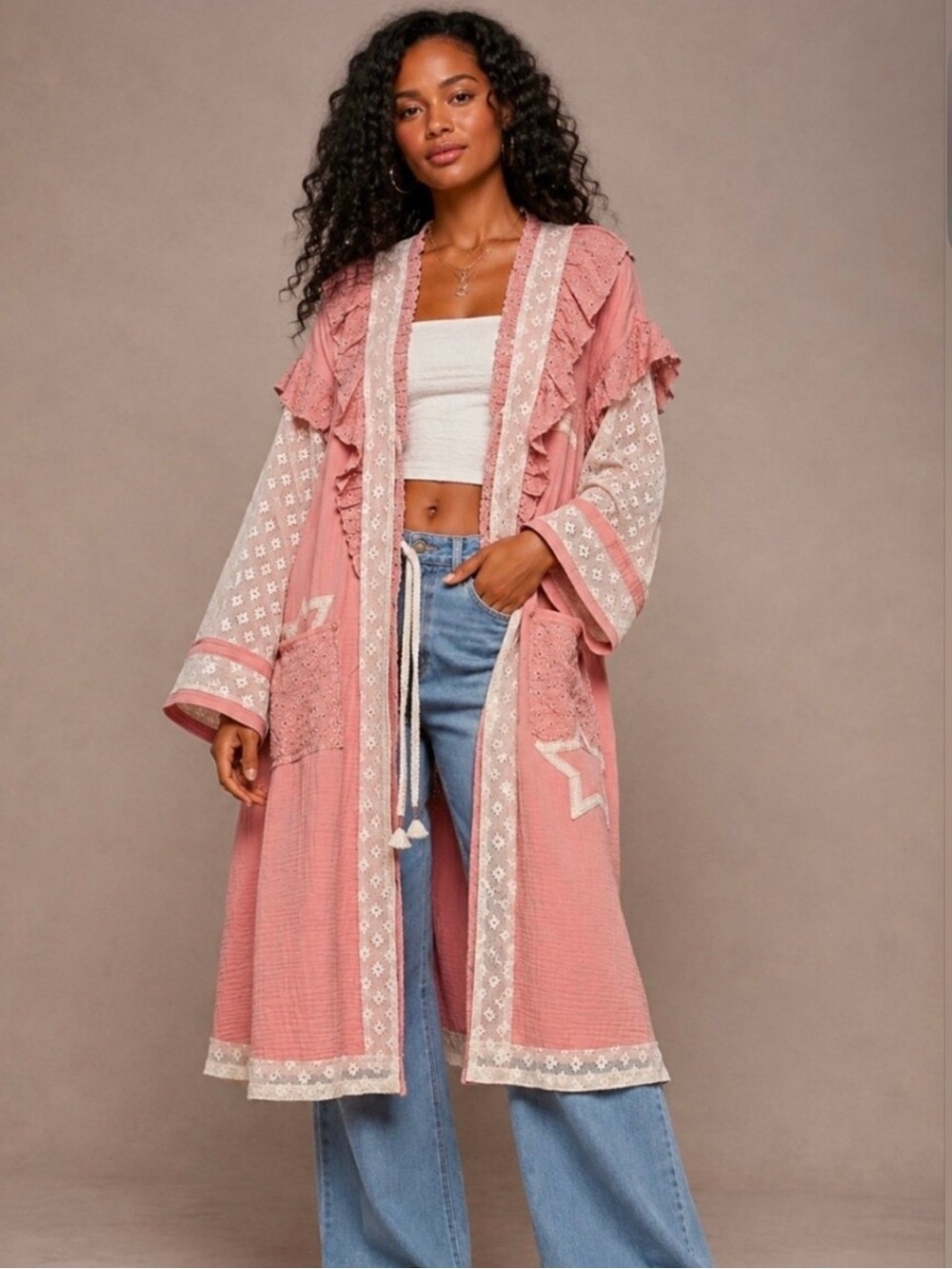 NWT! Pol Ruffled Pink Duster